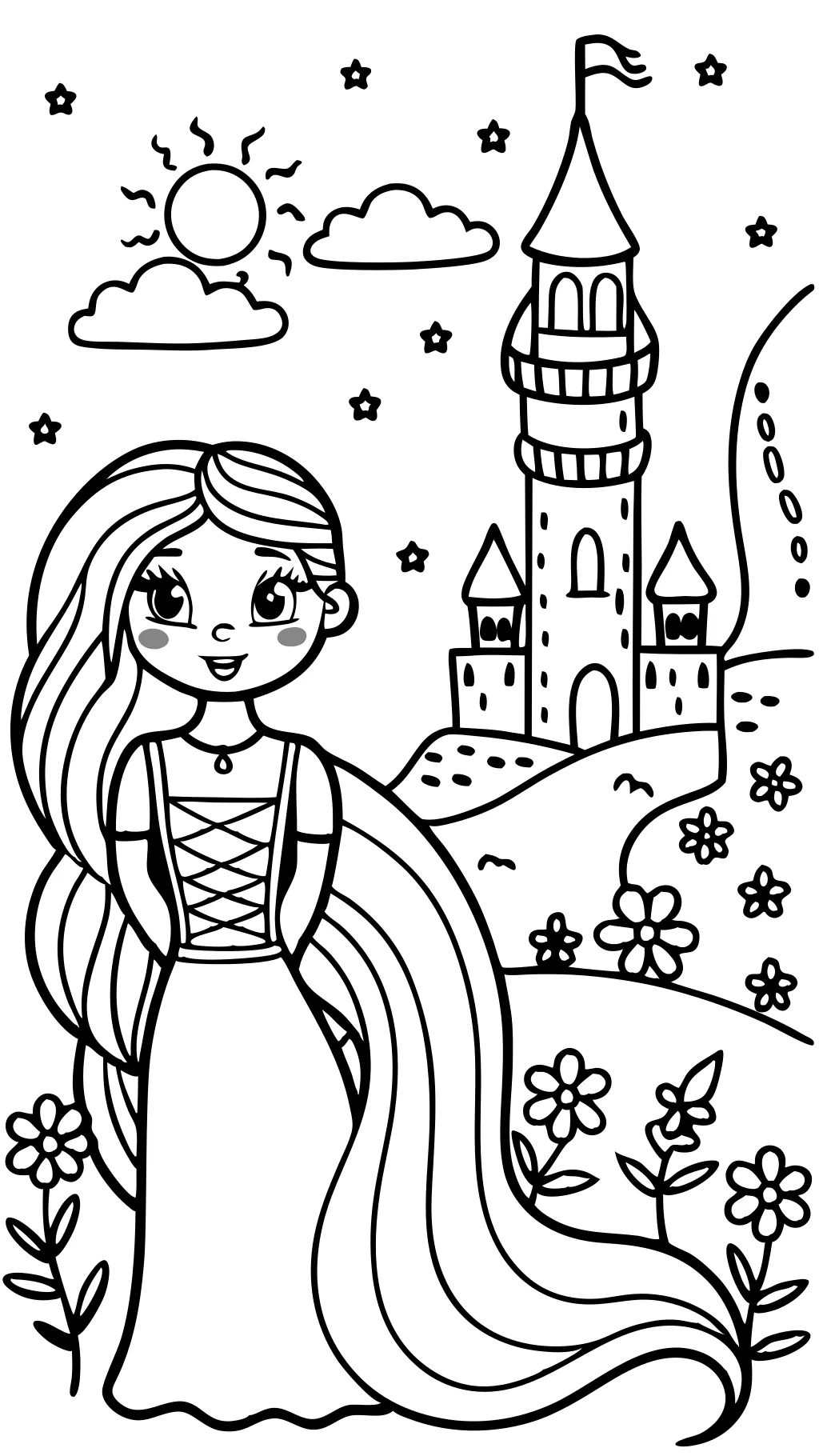 Página para colorear de Rapunzel imprimible